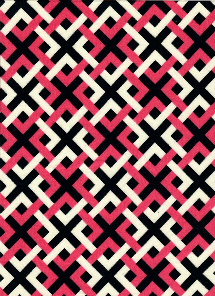 KNT2100-MS11191 / BLACK FUCHSIA / 96%POLY 4%SPAN BRUSHED DTY GEO PRINT