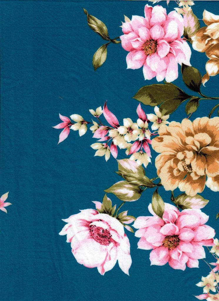 KNT2100-MS11239 / TEAL / 96%POLY 4%SPAN BRUSHED DTY FLORAL PRINT