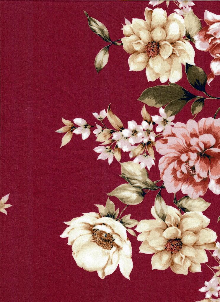 KNT2100-MS11239 / BURGUNDY / 96%POLY 4%SPAN BRUSHED DTY FLORAL PRINT