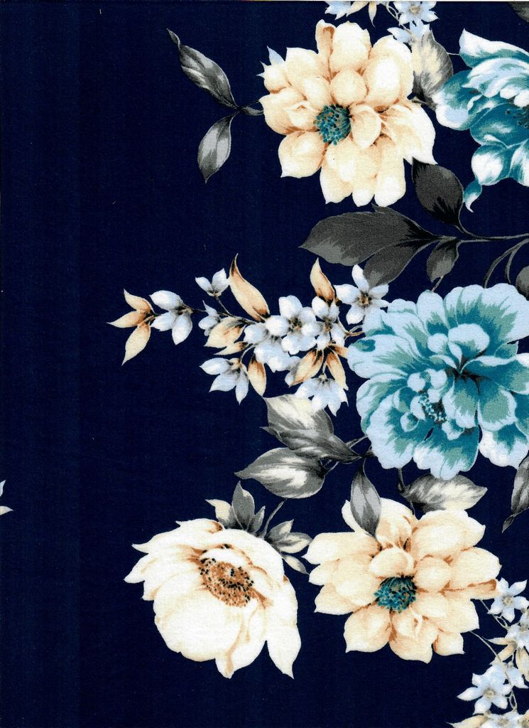 KNT2100-MS11239 / NAVY / 96%POLY 4%SPAN BRUSHED DTY FLORAL PRINT