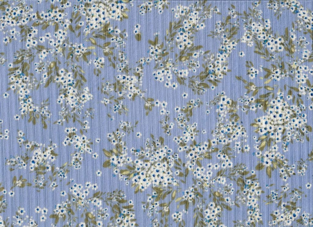 KNT4135-MS11201 / BLUE LT / 87%POLY 13%SPAN 8X3 YUMMY RIB DITSY FLOWER PRINT