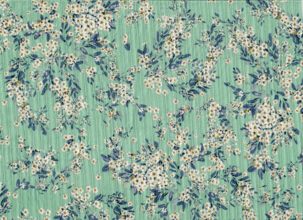 KNT4135-MS11201 / SAGE LT / 87%POLY 13%SPAN 8X3 YUMMY RIB DITSY FLOWER PRINT