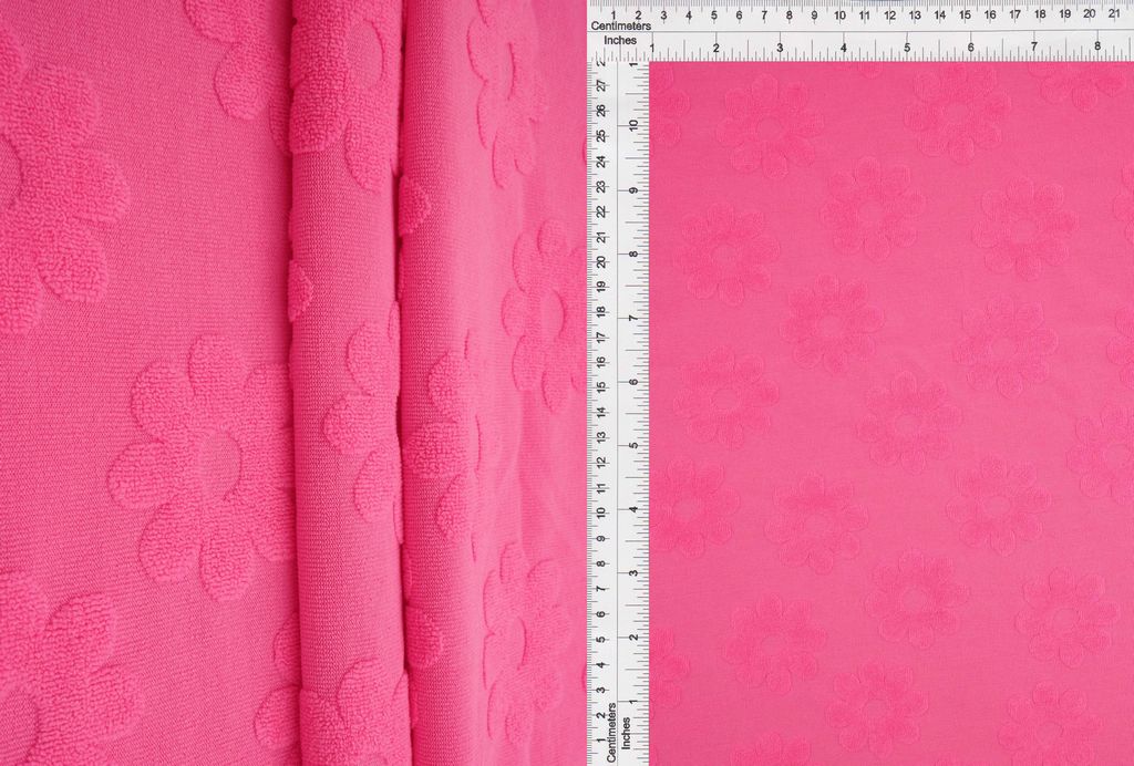 JACQ-4480 / PINK / 95%POLY 5%SPAN TOWEL DAISY FLORAL JACQUARD