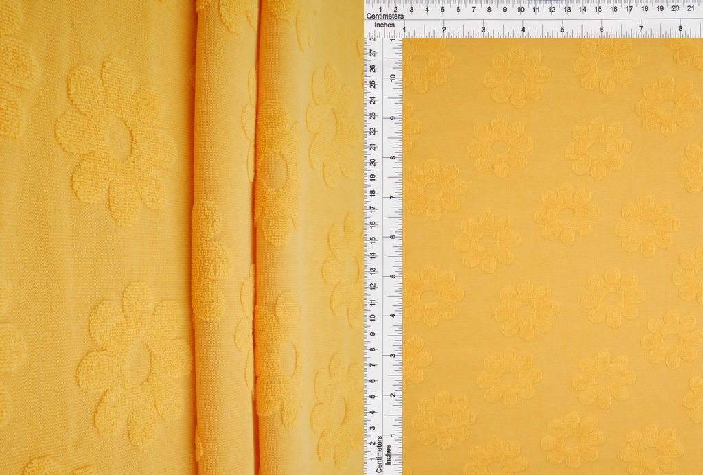JACQ-4480 / YELLOW / 95%POLY 5%SPAN TOWEL DAISY FLORAL JACQUARD