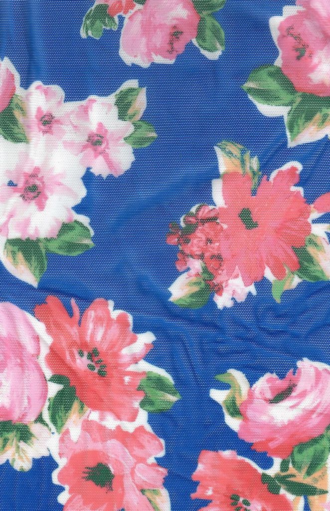 MESH-Q80554D / ROYAL / 90%Poly 10%Span MESH FLORAL DIGITAL PRINT