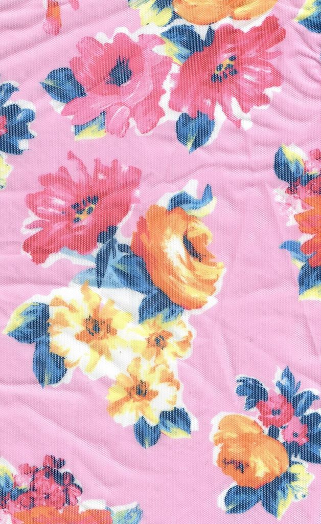 MESH-Q80554D / PINK / 90%Poly 10%Span MESH FLORAL DIGITAL PRINT