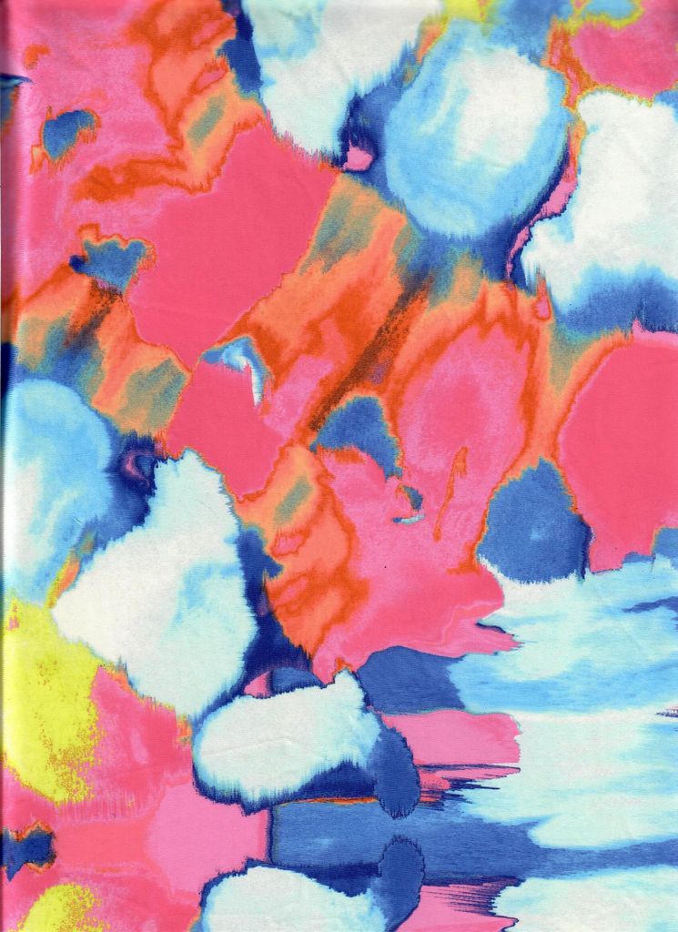 KNT1389-M11307D / FUSCHIA / 96%POLY 4%SPAN DTY TIE DYE/ABSTRACT DIGITAL PRINT
