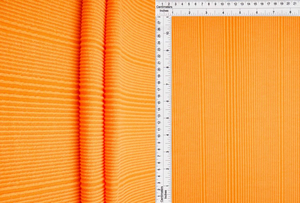 KNT4495 / ORANGE / 75%POLY 21%RAYON 4%SPAN VARIEGATED JACQUARD RIB