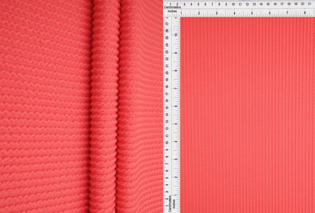 KNT4204 / CORAL RED / 77%POLY 18%RAY 5%SPAN DOUBLE KNIT COZY