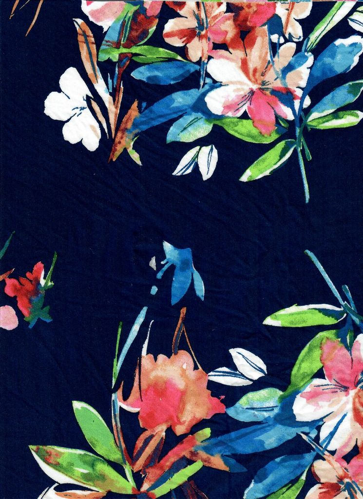 KNT4498-MS11217 / NAVY / 96%POLY 4%SPAN DTY FLORAL PRINT