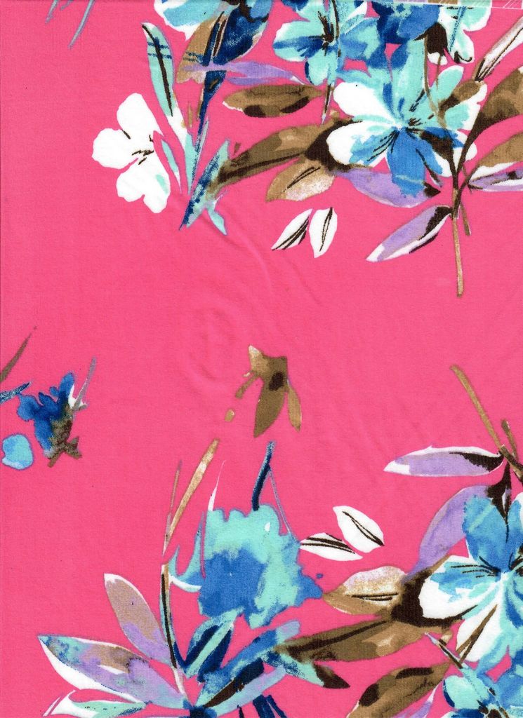 KNT4498-MS11217 / PINK HOT / 96%POLY 4%SPAN DTY FLORAL PRINT