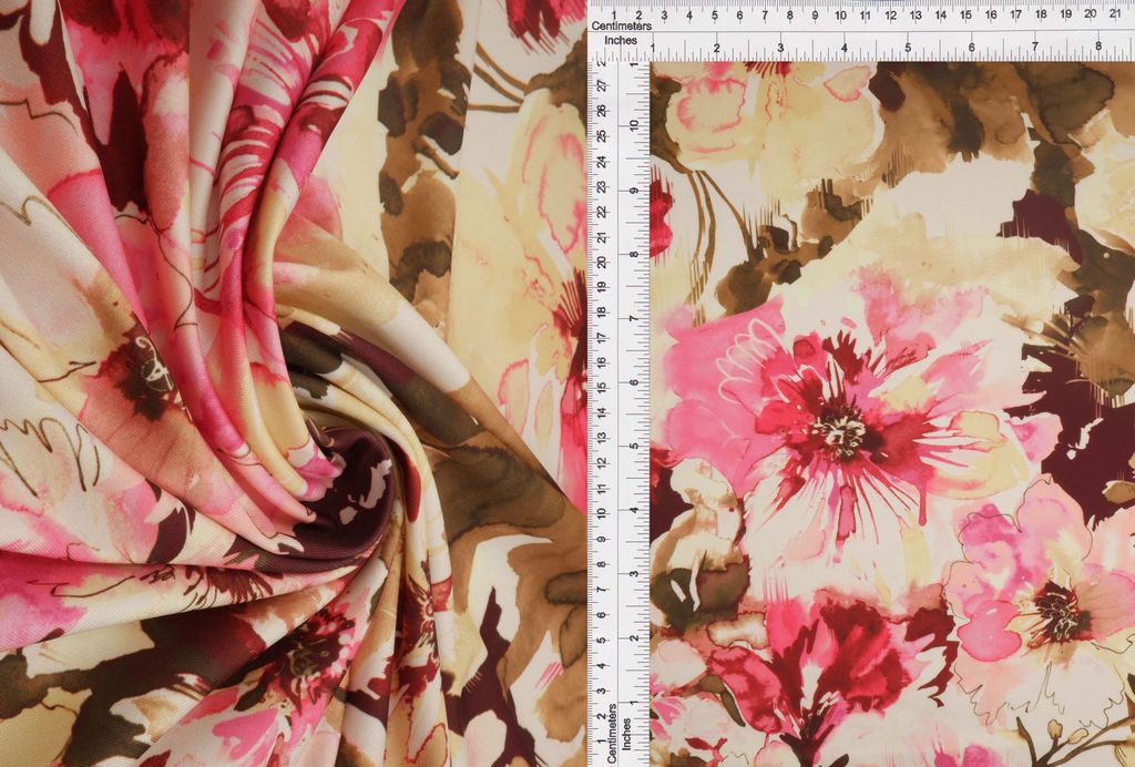 KNT4498-M11303D / PINK HOT / 96%POLY 4%SPAN DIGITAL FLORAL DTY PRINT