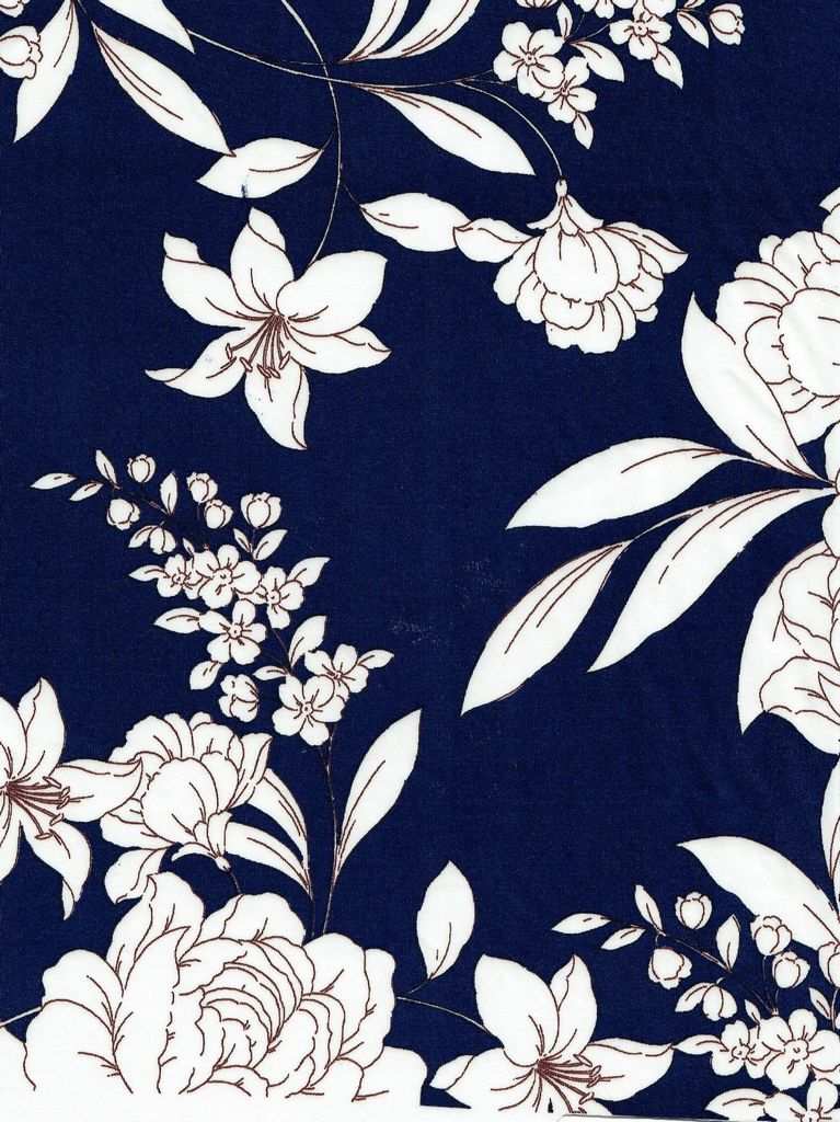 KNT4498-MS11295 / NAVY / 96%POLY 4%SPAN DTY FLORAL PRINT