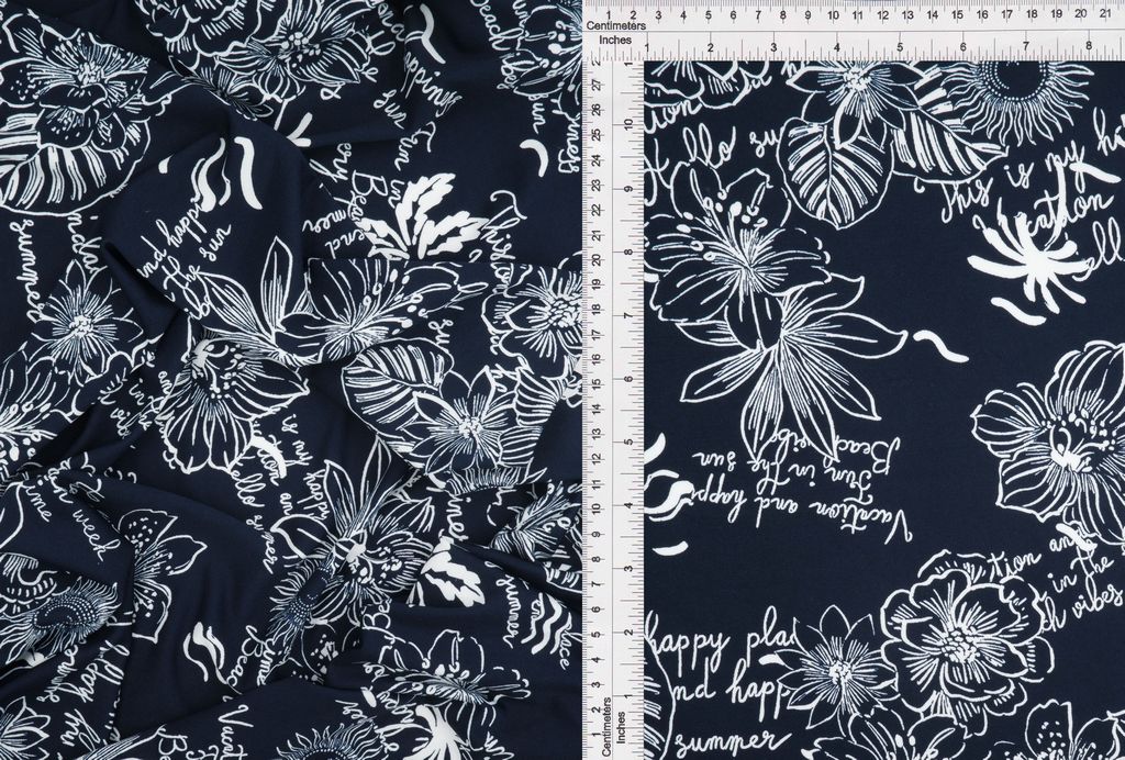 KNT4498-MS11289 / NAVY/IVORY / 96%POLY 4%SPAN DTY FLORAL PRINT