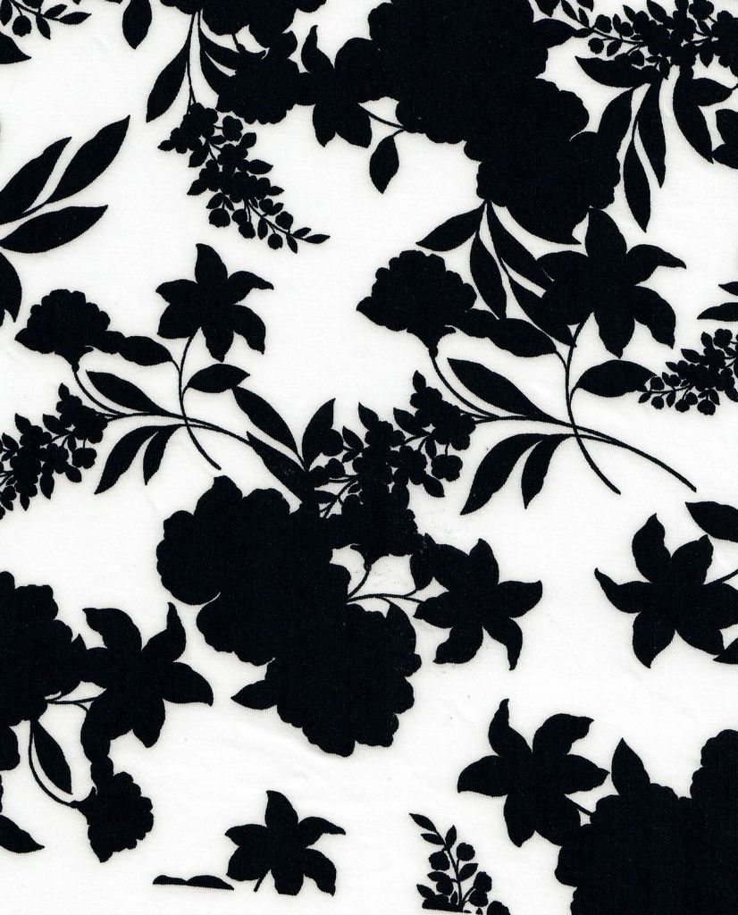 KNT4498-MS11299 / IVORY/BLACK / 96%POLY 4%SPAN DTY FLORAL PRINT