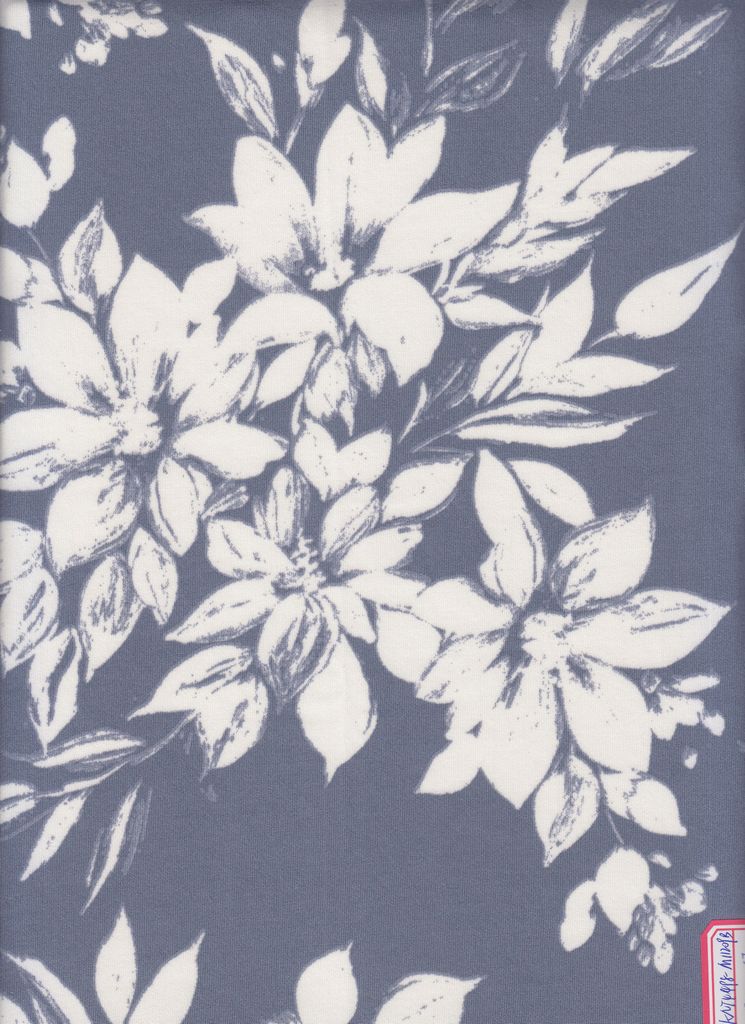 KNT4498-M11209B / DENIM LT / 96%POLY 4%SPAN DTY FLORAL PRINT
