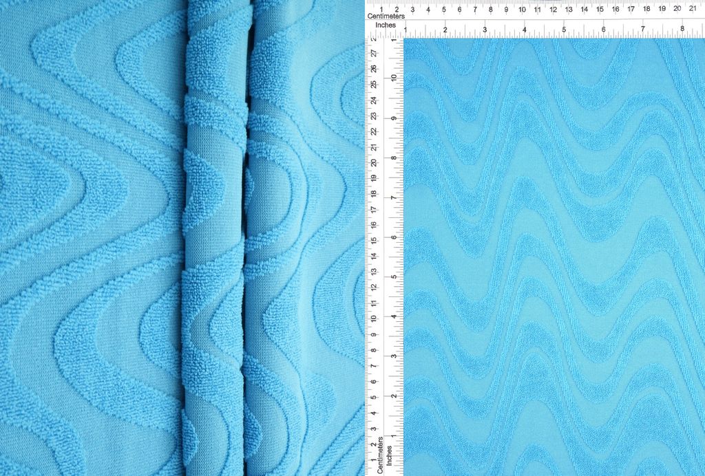 JACQ-4509 / BLUE AQUA / 95%POLY 5%SPAN OCEAN WAVE TOWEL JACQUARD