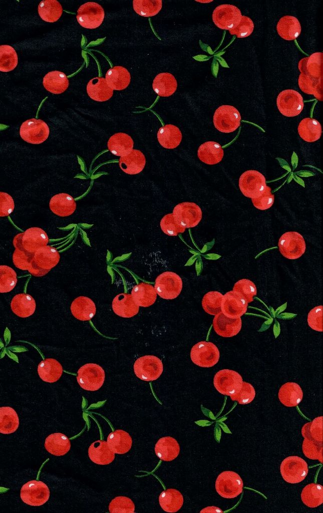 KNT2100-S90874A / BLACK / 96%POLY 4%SPAN BRUSHED DTY CHERRY PRINT