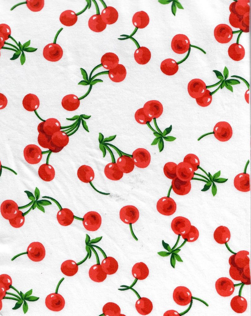 KNT2100-S90874A / IVORY / 96%POLY 4%SPAN BRUSHED DTY CHERRY PRINT