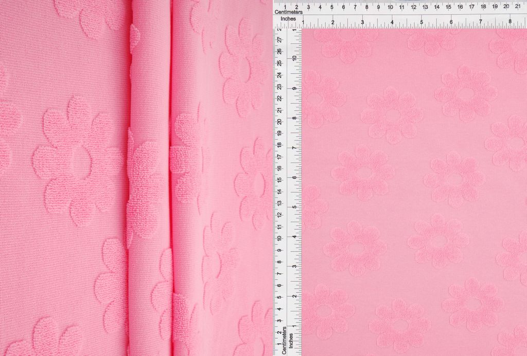 JACQ-4480 / PINK LT / 95%POLY 5%SPAN TOWEL DAISY FLORAL JACQUARD