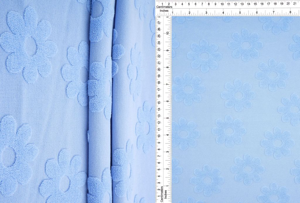 JACQ-4480 / BLUE LT / 95%POLY 5%SPAN TOWEL DAISY FLORAL JACQUARD