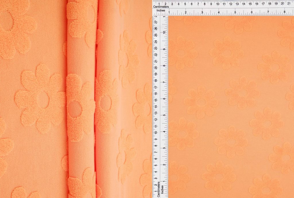JACQ-4480 / ORANGE LT / 95%POLY 5%SPAN TOWEL DAISY FLORAL JACQUARD