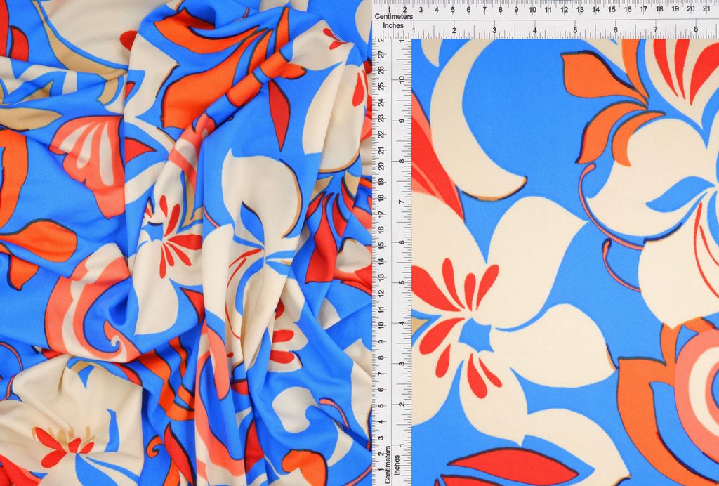 KNT1389-M11112B / BLUE / 96%POLY 4%SPAN DTY FLORAL PRINT