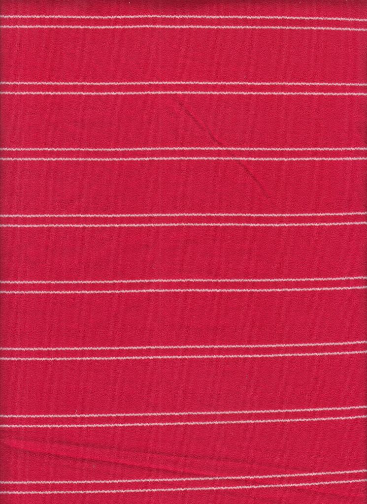 KNT3789 / TOMATO RED/IVORY / 90.5%RAY 6.5%POLY 3%SPAN KNIT CREPON H STRIPE Y/D