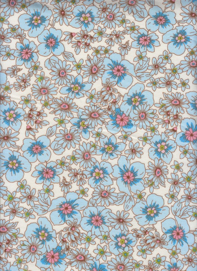 KNT2100-MS10166 / BLUE/PINK / 96%POLY 4%SPAN DTY BRUSH FLORAL/FLOWER