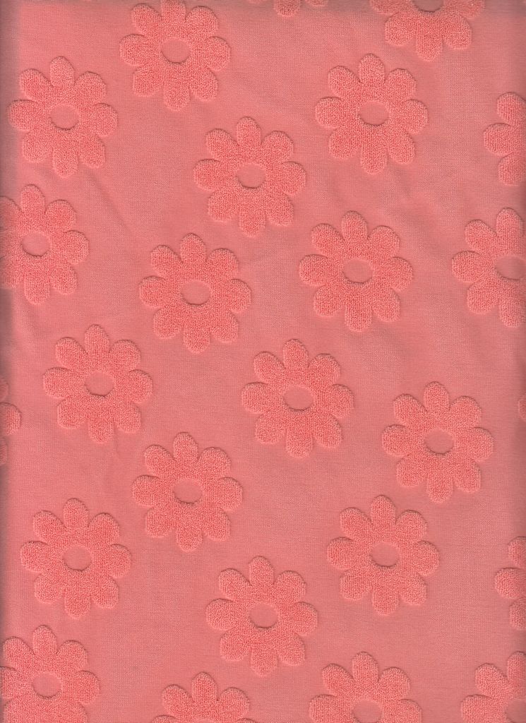JACQ-4480 / BRIGHT MELON / 95%POLY 5%SPAN TOWEL DAISY FLORAL JACQUARD