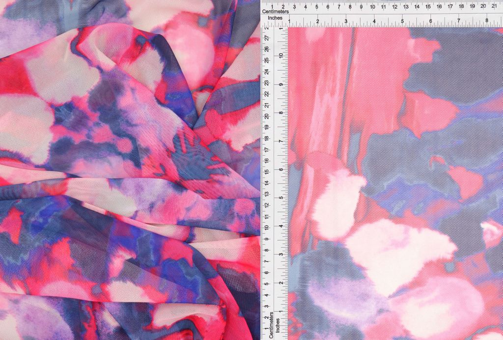 MESH-MS11307D / FUCHSIA / 90%POLY 10%SPAN MESH DIGITAL TIE DYE PRINT