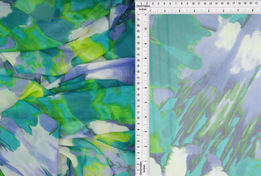 MESH-MS11307D / GREEN / 90%POLY 10%SPAN MESH DIGITAL TIE DYE PRINT