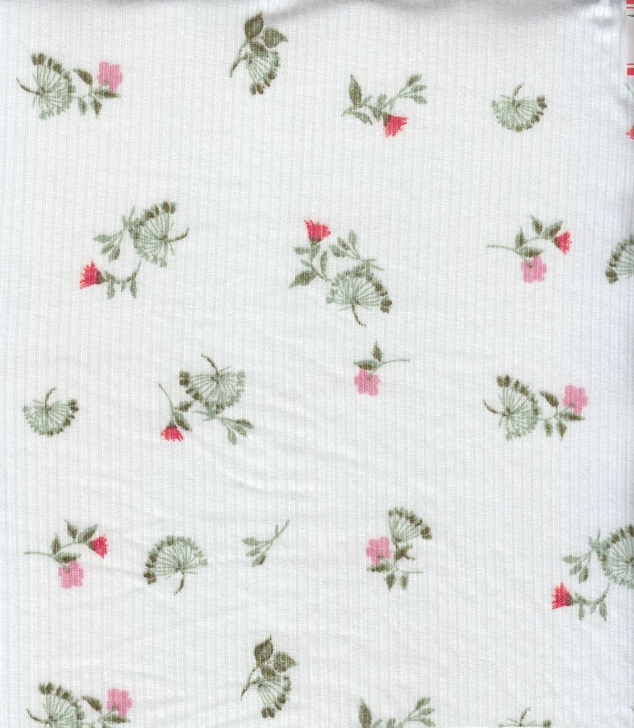 KNT3422-MS10610 / IVORY / 96%POLY 4%SPAN 4X2 YUMMY RIB DITSY FLOWER PRINT