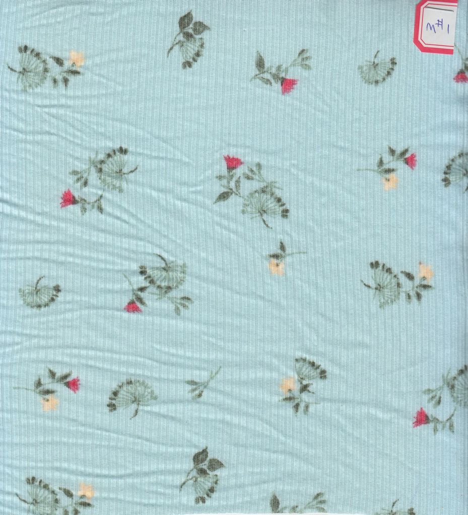 KNT3422-MS10610 / SAGE / 96%POLY 4%SPAN 4X2 YUMMY RIB DITSY FLOWER PRINT
