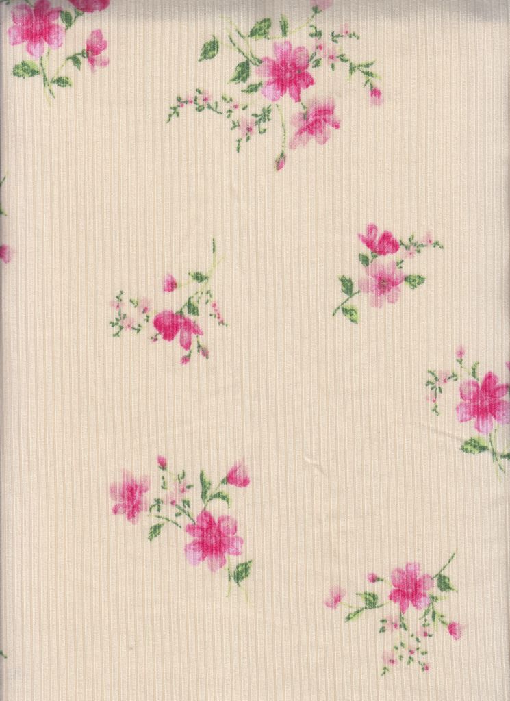 KNT3422-Q00716 / SAND / 87%POLY 13%SPAN 4X2 YUMMY RIB DITSY FLOWER PRINT