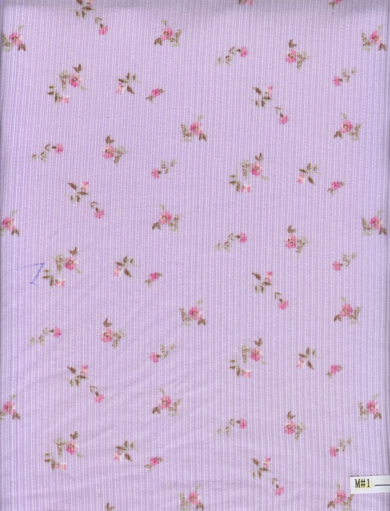 KNT3422-MS10602 / LAVENDER / 87%POLY 13%SPAN 4X2 YUMMY RIB DISTY FLOWER PRINT