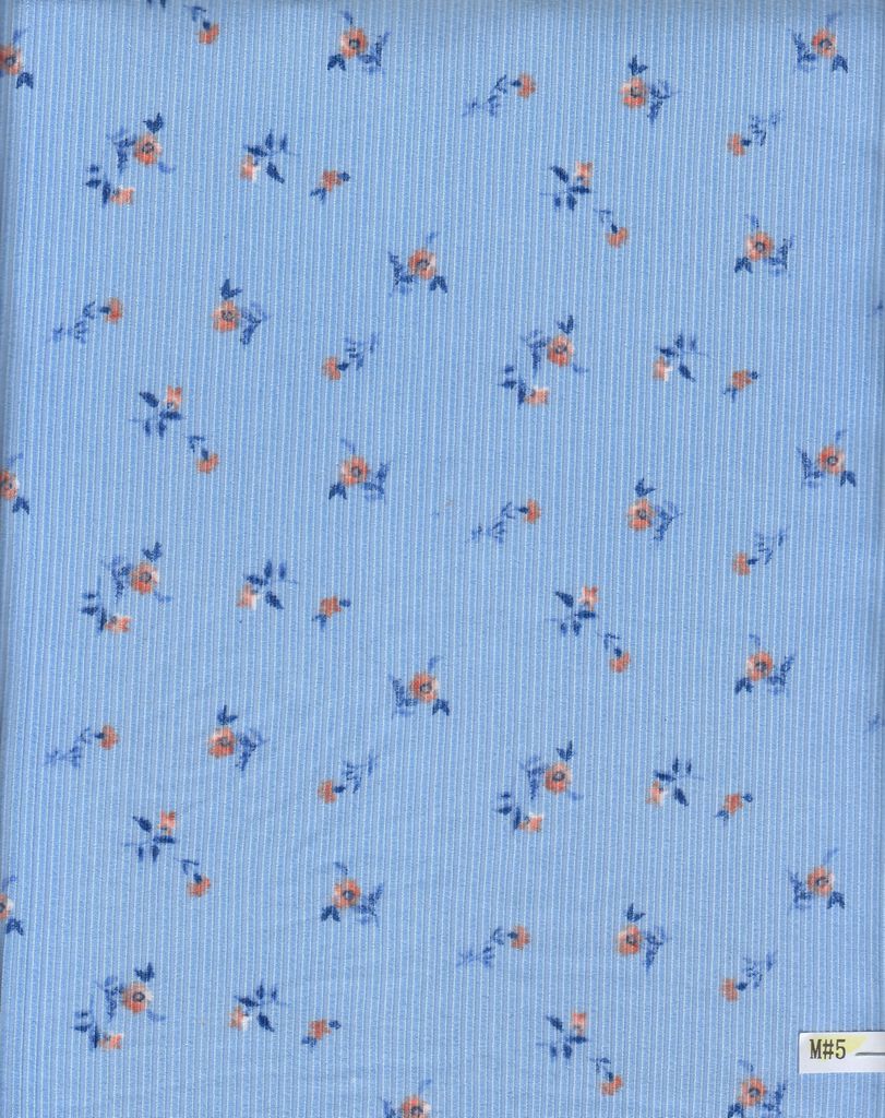 KNT3422-MS10602 / BLUE / 87%POLY 13%SPAN 4X2 YUMMY RIB DISTY FLOWER PRINT