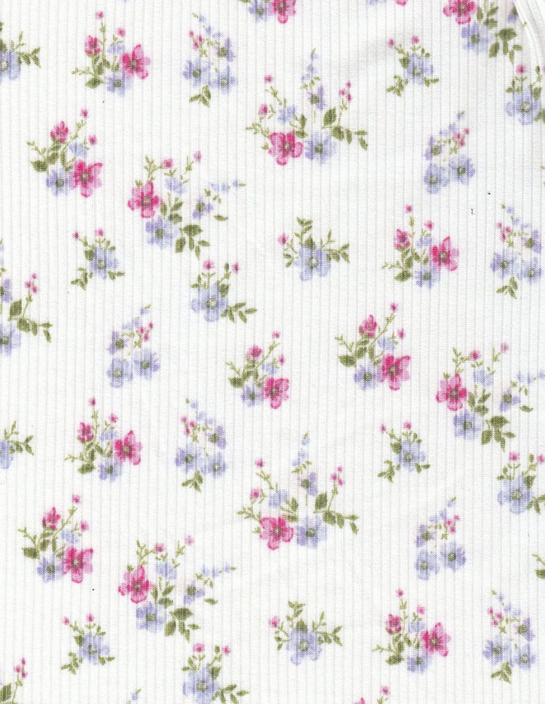 KNT3422-Q80202 / IVORY / 96%POLY 4%SPAN 4X2 YUMMY RIB DISTY FLORAL PRINT