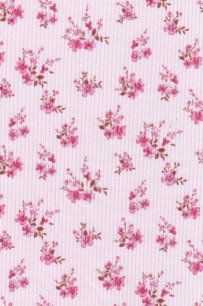 KNT3422-Q80202 / PINK LT. / 96%POLY 4%SPAN 4X2 YUMMY RIB DISTY FLORAL PRINT
