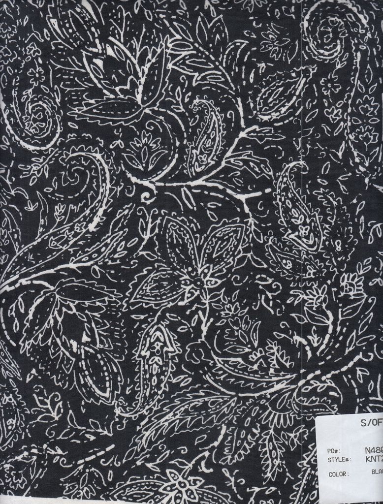 KNT2100-MS11175 / BLACK / 96%POLY 4%SPAN DTY BRUSHED PAISLEY PRINT