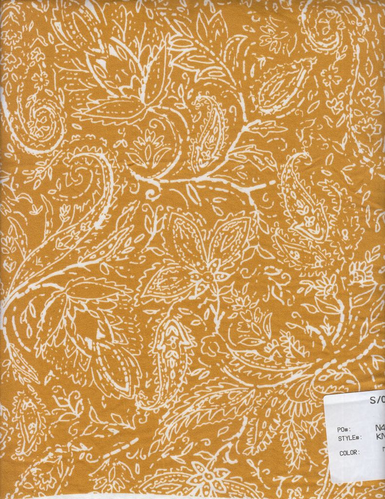 KNT2100-MS11175 / MUSTARD / 96%POLY 4%SPAN DTY BRUSHED PAISLEY PRINT