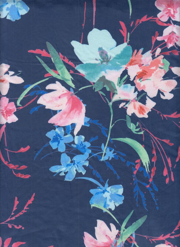 KNT2100-M11310D / NAVY / 96%POLY 4%SPAN DTY BRUSHED DIGITAL FLORAL PRINT