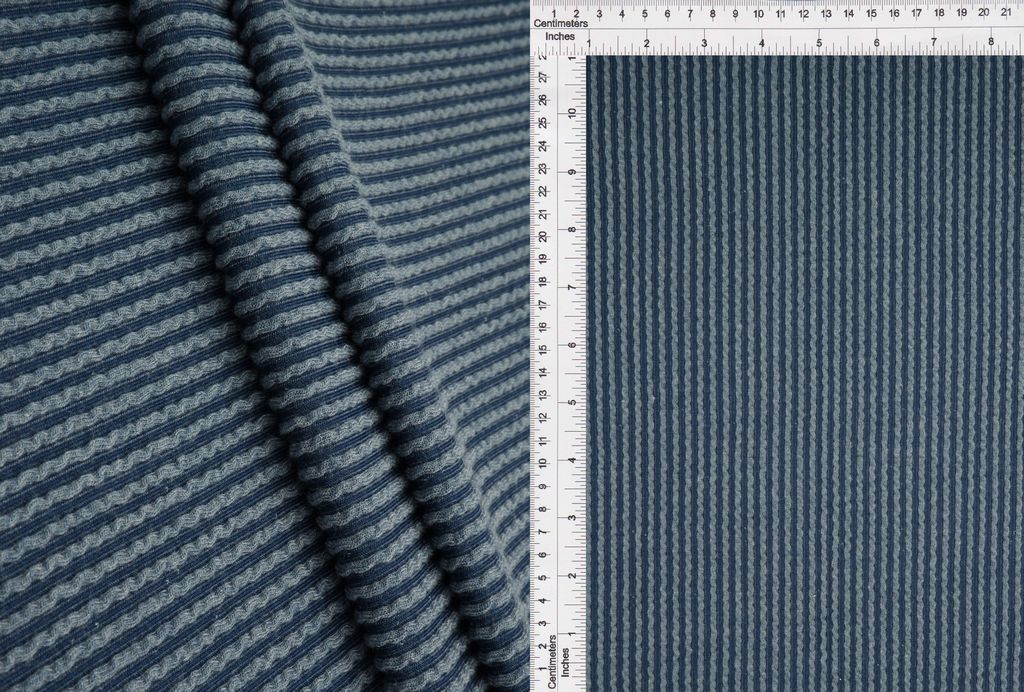 KNT4463 / INDIGO / 80%POLY 15%RAY 5%SPAN KNIT JACQUARD RIB