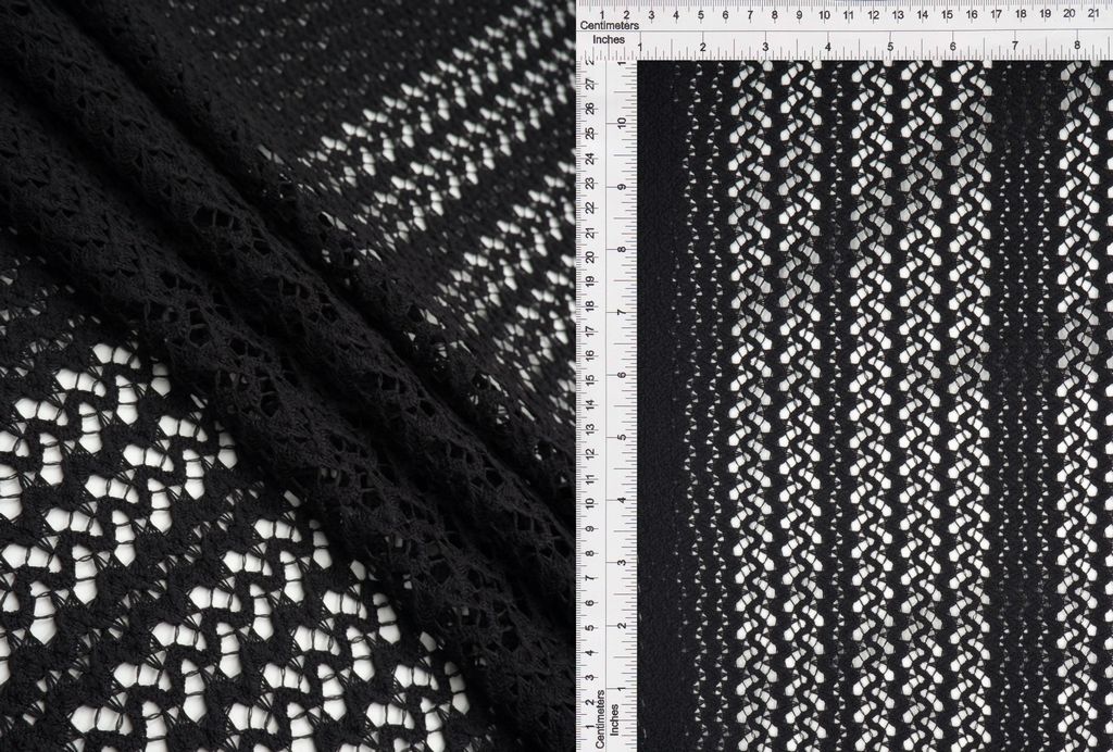 LACE4514 / BLACK / 95%POLY 5%SPAN CROCHET LACE SOLID