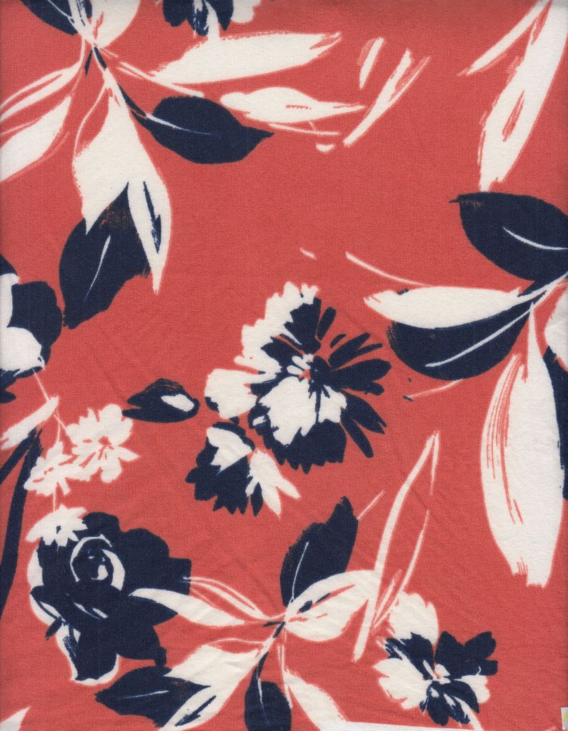 KNT2100-MS11068 / RUST / 96%POLY 4%SPAN DTY BRUSHED FLORAL PRINT