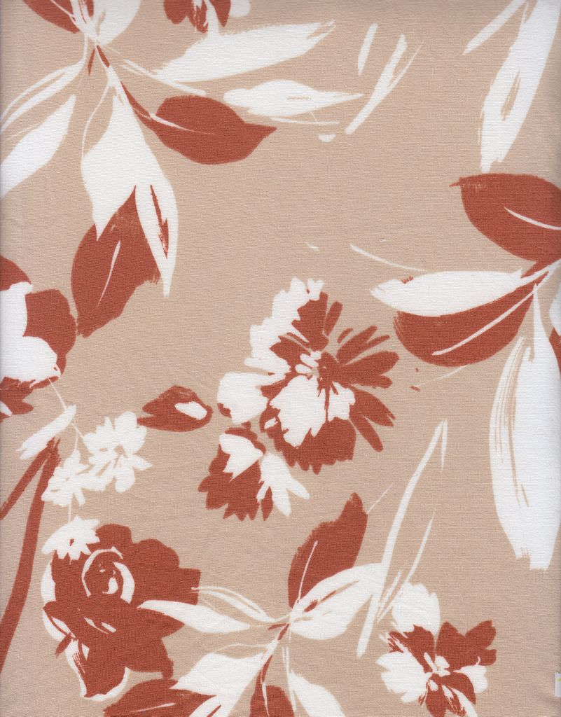 KNT2100-MS11068 / SAND / 96%POLY 4%SPAN DTY BRUSHED FLORAL PRINT