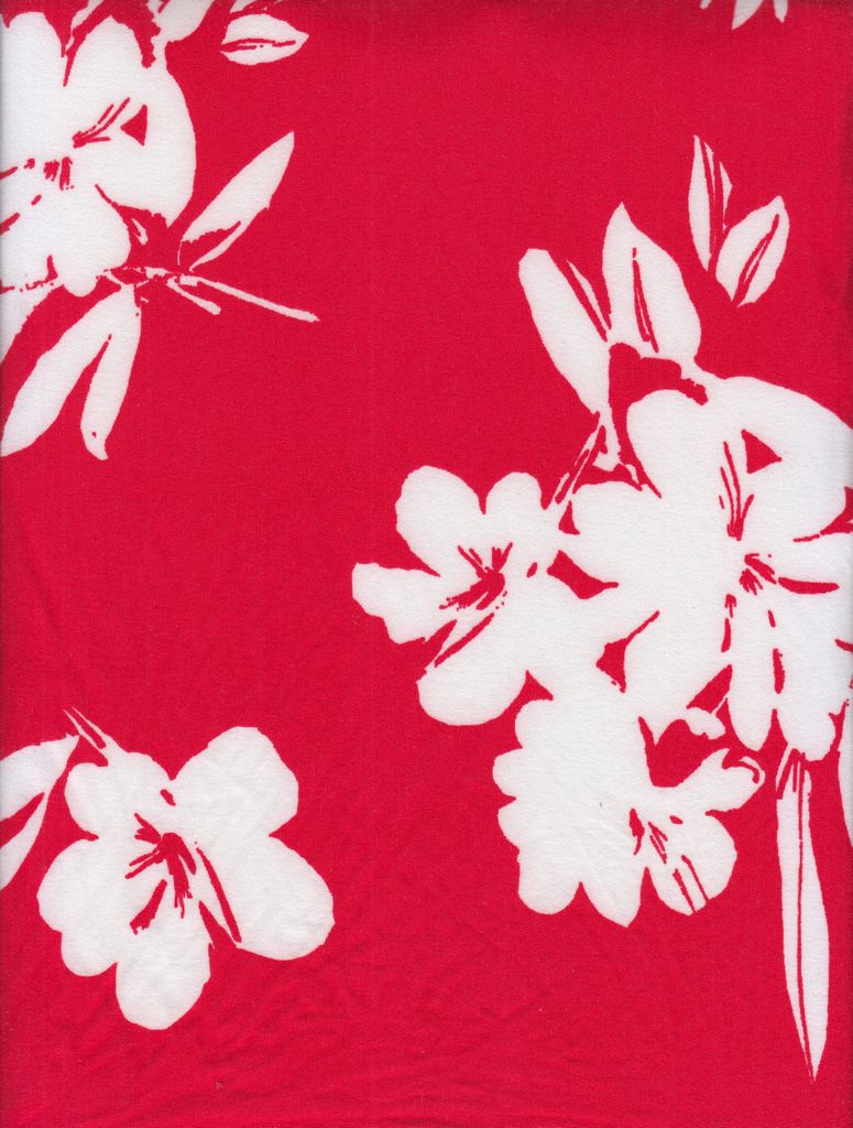 KNT2100-MS11238 / RED / 96%POLY 4%SPAN DTY BRUSHED FLORAL PRINT