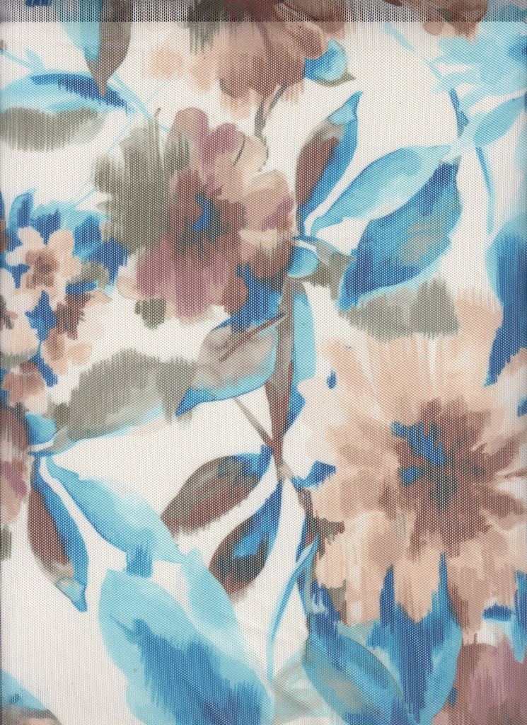 MESH-MS11302D / SAND / 90%POLY 10%SPAN MESH FLORAL DIGITAL PRINT