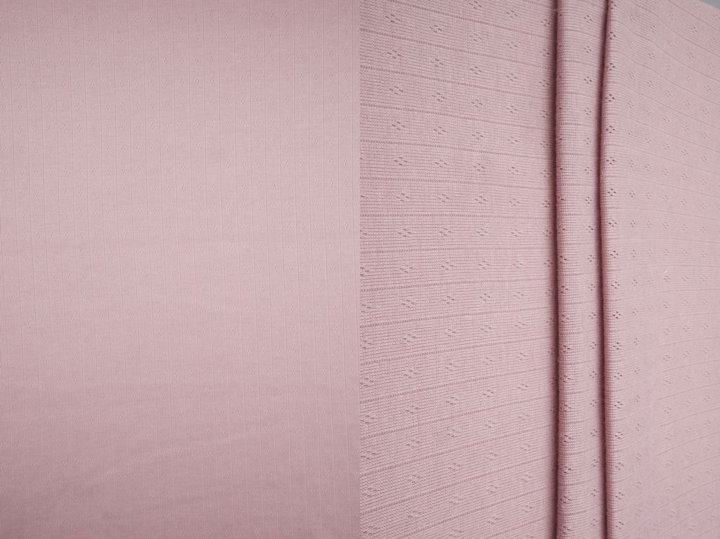 KNT4517 / ROSE / 65%POLY 35%RAYON COTTON STYLE POINTELLE RIB