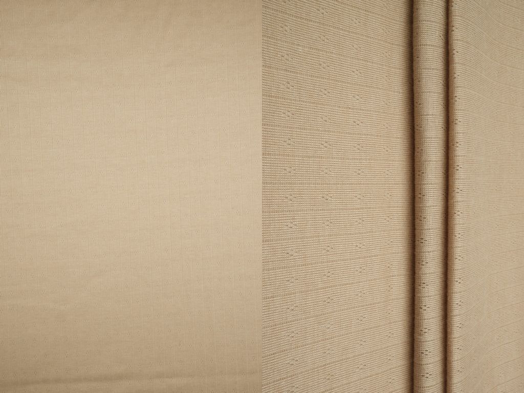 KNT4517 / TAUPE / 65%POLY 35%RAYON COTTON STYLE POINTELLE RIB
